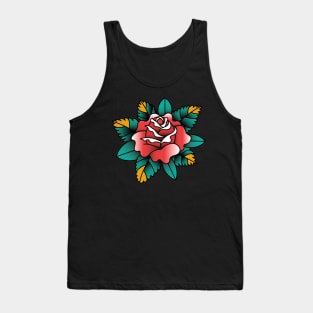 Neotraditional Rose in Red Traditional Rose Tattoo Tank Top